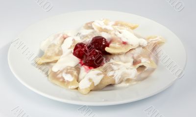 Dumplings with a cherry.