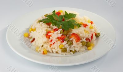Rice with vegetables.