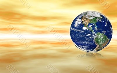 globe in abstract space