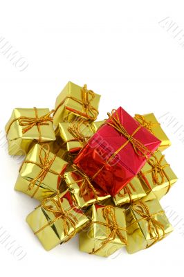 stack of christmas gifts