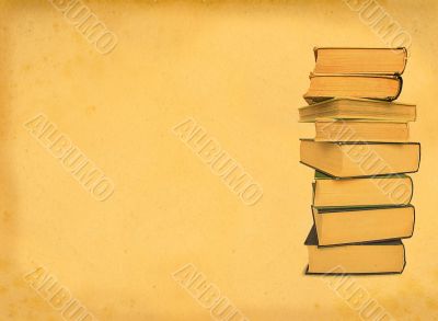 antique books on retro background