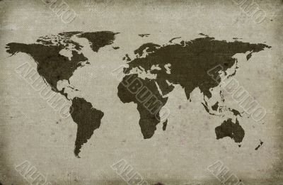 grungy textured world map