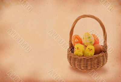 easter basket with retro copy space