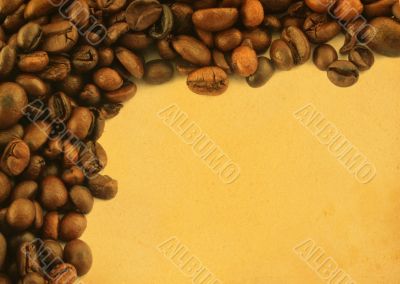 coffee frame on yellowed paper