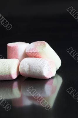 Marshmallow on black background
