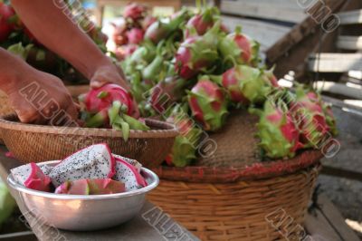 Dragonfruit stall in vietnam