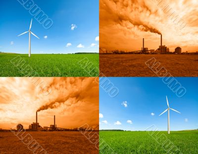 windmill and power plant