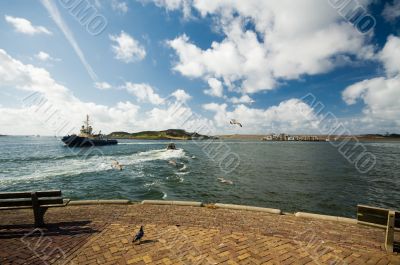 wide view of a harbor