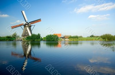 beautiful dutch windmill landscape