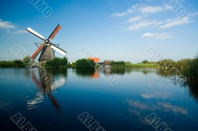 beautiful dutch windmill landscape