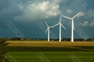 windmills on farmland
