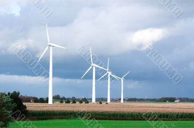 windmills on farmland