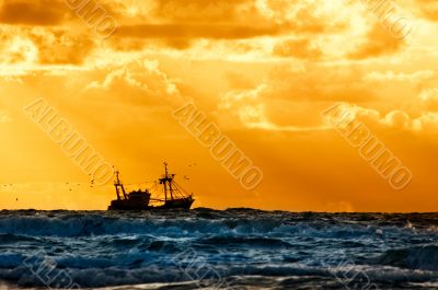 fishing ship at sea