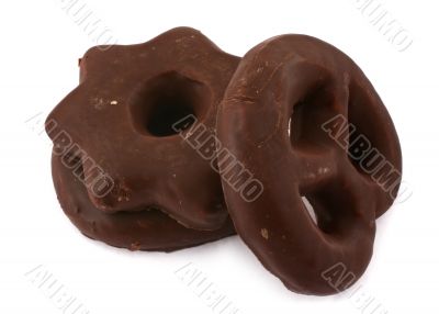 three chocolate cookies