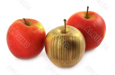 apple with bar code