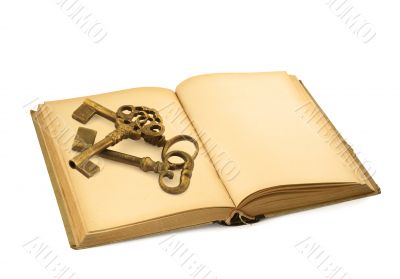 old book with keys