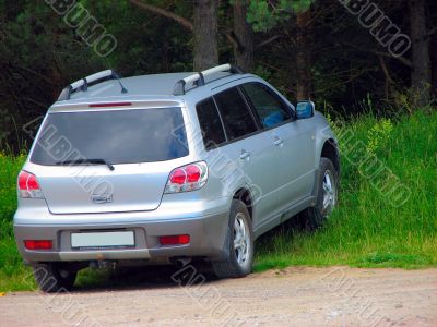 car in the forest