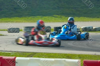 go kart racing on circuit