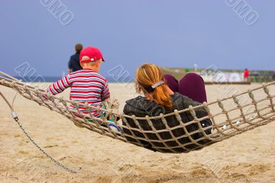 Mother and child in hammock