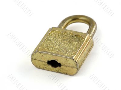 old padlock on white
