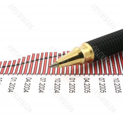 pen tip and business chart