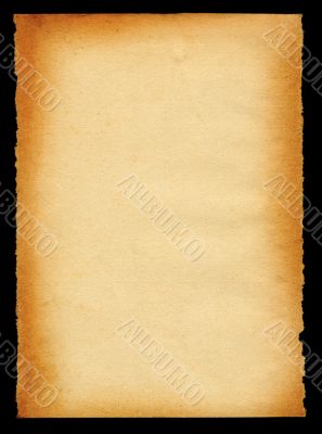 sheet of old paper yellowed on edges