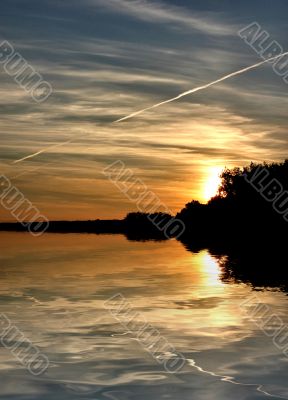 summer sunset by a lake