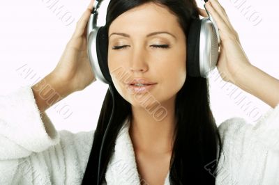 Beauty with headphones