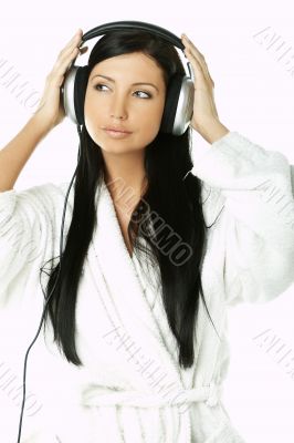 Beauty with headphones