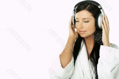 Beauty with headphones
