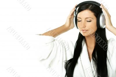 Beauty with headphones