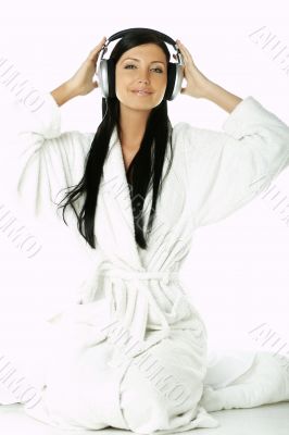 Beauty with headphones