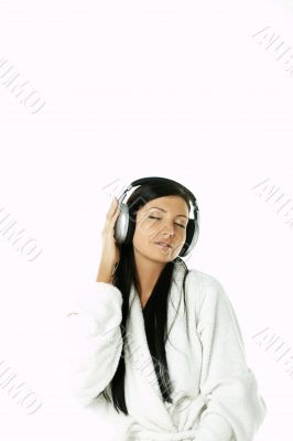 Beauty with headphones