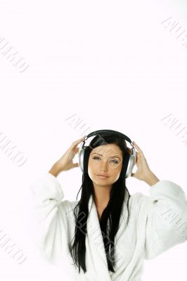 Beauty with headphones