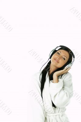 Beauty with headphones