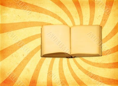 old open book against decorative retro background