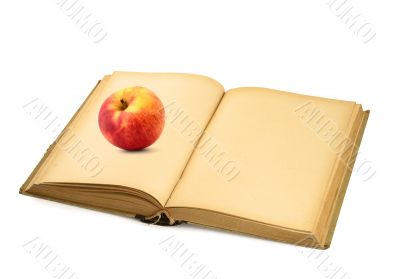 open book with apple