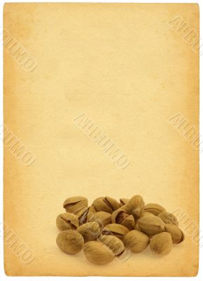 pistachios against retro background