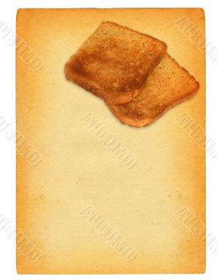 sheet of old paper with toast bread motif