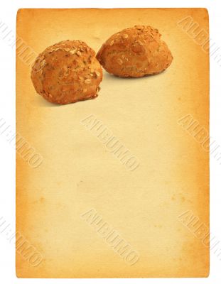 sheet of old paper with wholewheat roll motif