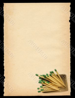 torn out old sheet of paper with matchbox motif - XXL size