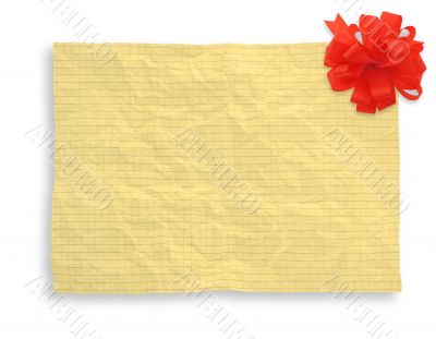 creased blank paper page with decoration