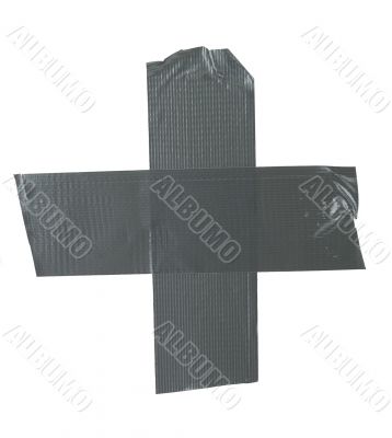 crossed duct tape pieces on white