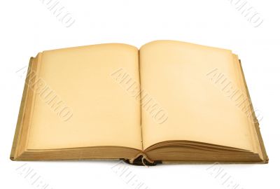 open old blank book on white