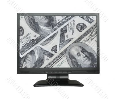 Wide LCD screen with dollar background