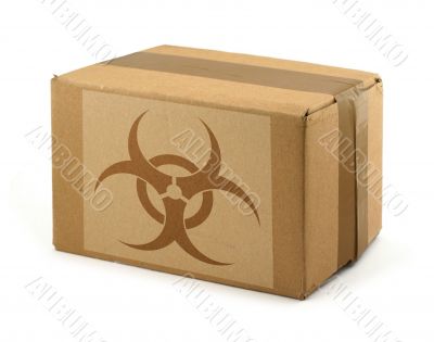 cardboard box with Biohazard Symbol