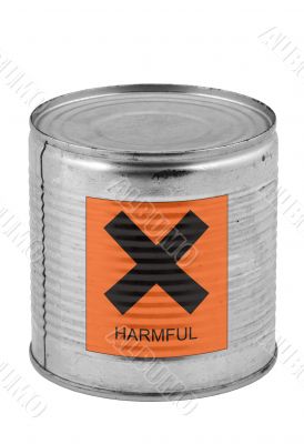 food tin can with harmful sign