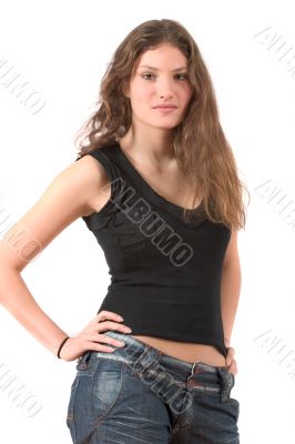 Beautiful teenager standing with hands on her hips