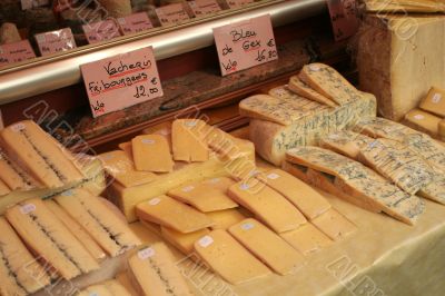 French cheese at a market in Paris