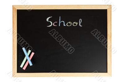 Chalkboard with colored chalks